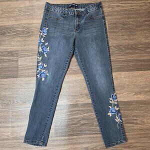 Sandpiper Denim Jeans Womens Sz 10 Floral Intricate Embroidered Feminine Stretch